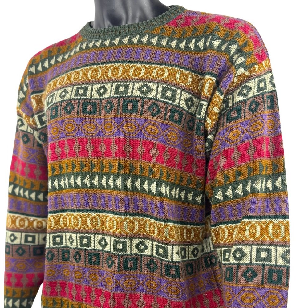 VTG Catherine’s Design Multi-Color Geometric Knit Sweater Fair Isle Crewneck
